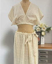 Creamy Eyelet  Sarong Skirt