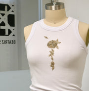 White Appliqué Tank Top