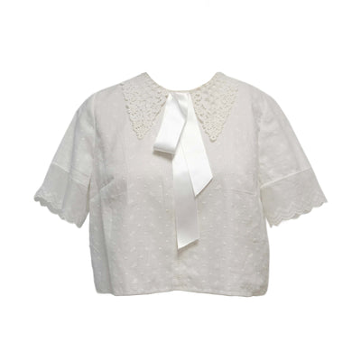 White Lace Collar Top